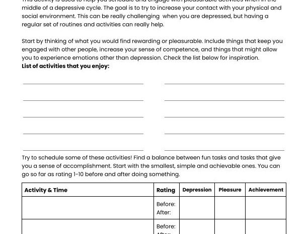 Behavioral Activation Worksheet - image