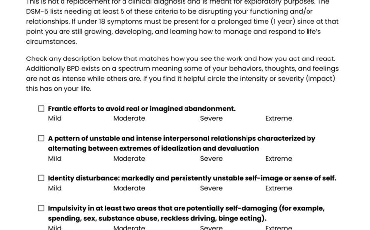 Borderline Personality Disorder Symptoms Checker - image