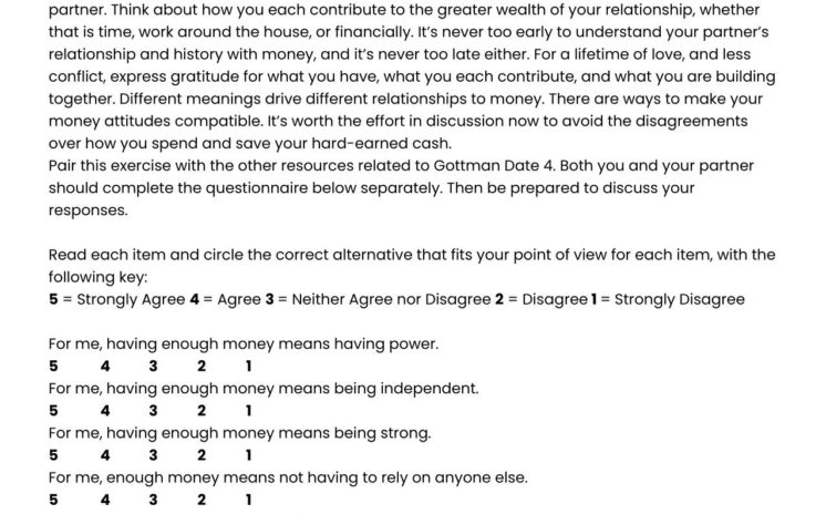 Gottman Date 4 Exercise- What Enough Money Means to Me - image